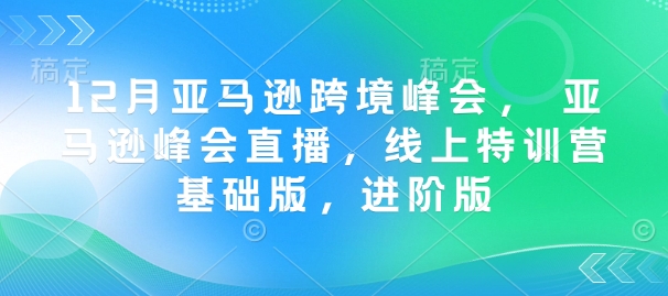 12月亚马逊跨境峰会， 亚马逊峰会直播，线上特训营基础版，进阶版-第一资源库