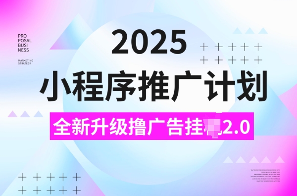 2025小程序推广计划，撸广告挂JI3.0玩法，日均5张【揭秘】-第一资源库