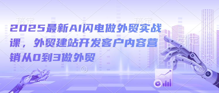 2025最新AI闪电做外贸实战课，外贸建站开发客户内容营销从0到3做外贸-第一资源库