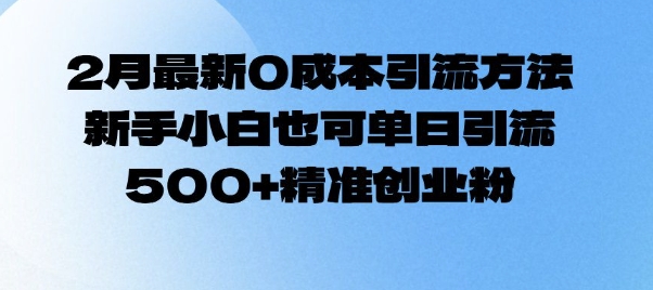 2月最新0成本引流方法，新手小白也可单日引流500+精准创业粉-第一资源库