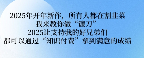 2025年开年新作，所有人都在割韭菜，我来教你做“镰刀” 2025让支持我的好兄弟们都可以通过“知识付费”拿到满意的成绩【揭秘】-第一资源库