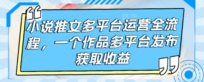 小说推文多平台运营全流程，一个作品多平台发布获取收益-第一资源库