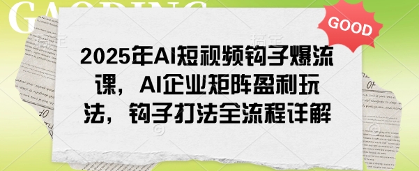 2025年AI短视频钩子爆流课，AI企业矩阵盈利玩法，钩子打法全流程详解-第一资源库