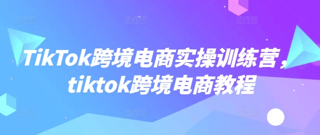 TikTok跨境电商实操训练营，tiktok跨境电商教程-第一资源库