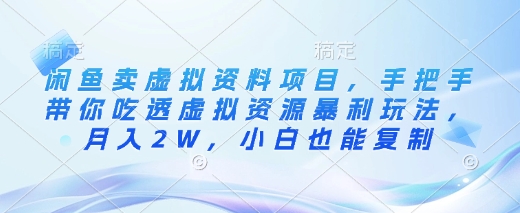 闲鱼卖虚拟资料项目，手把手带你吃透虚拟资源暴利玩法，月入2W，小白也能复制-第一资源库