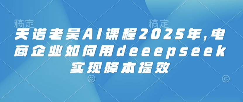 天诺老吴AI课程2025年，电商企业如何用deeepseek实现降本提效-第一资源库