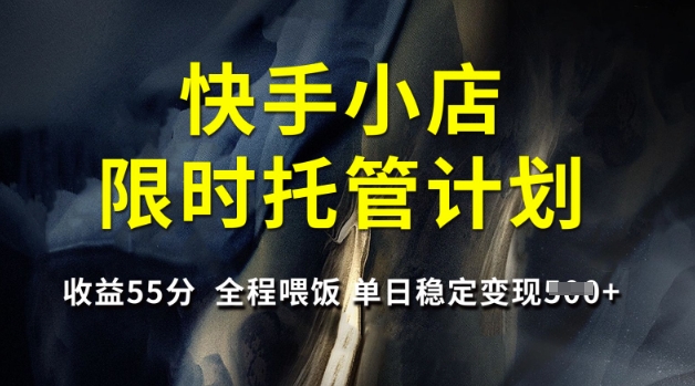 快手小店限时托管计划，收益55分，全程喂饭，单日稳定变现5张【揭秘】-第一资源库