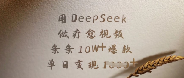 用DeepSeek做疗愈视频，条条10W+爆款，单日变现多张-第一资源库