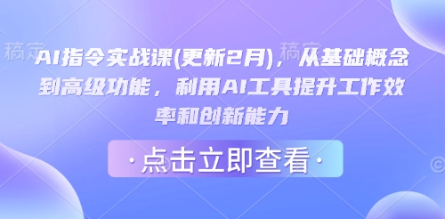 AI指令实战课(更新2月)，从基础概念到高级功能，利用AI工具提升工作效率和创新能力-第一资源库