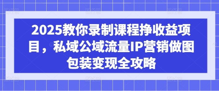 2025教你录制课程挣收益项目，私域公域流量IP营销做图包装变现全攻略-第一资源库